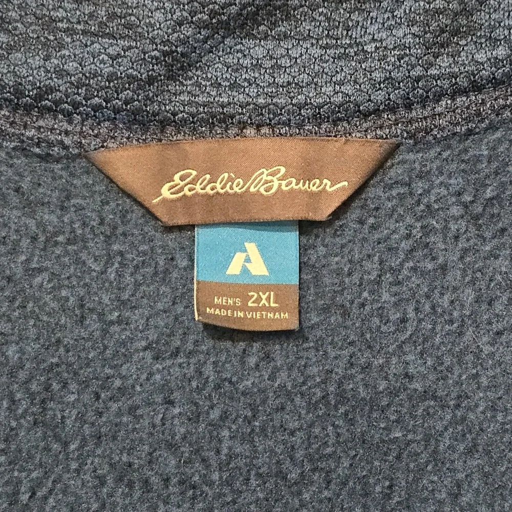 Eddie Bauer Sweater 2XL XXL Blue‎ First Ascent 1/4 Zip Fleece Mens
